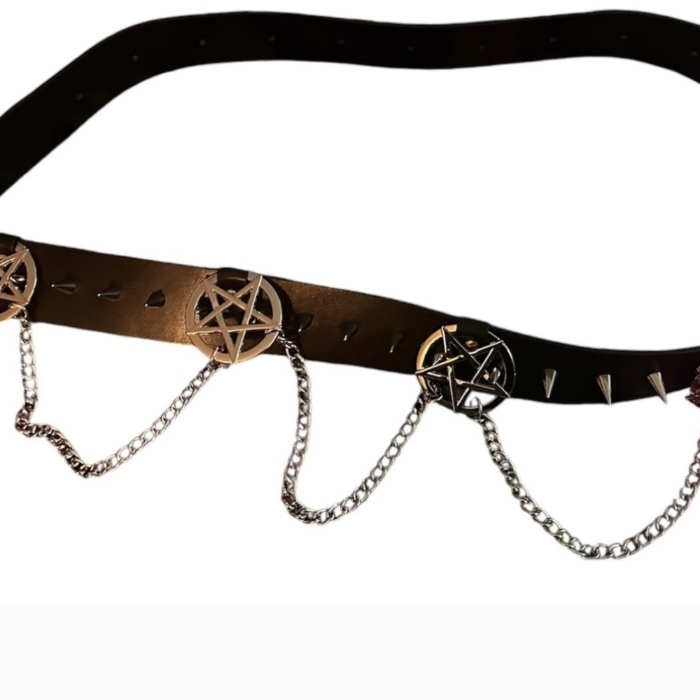 Dolls Kill NEW Black Pentagram Spike Chain Belt One Size